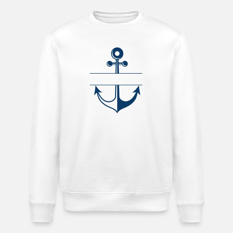 Personalisierter blauer Angelanker - Stanley/Stella Unisex Bio-Sweatshirt ROLLER - Weiß
