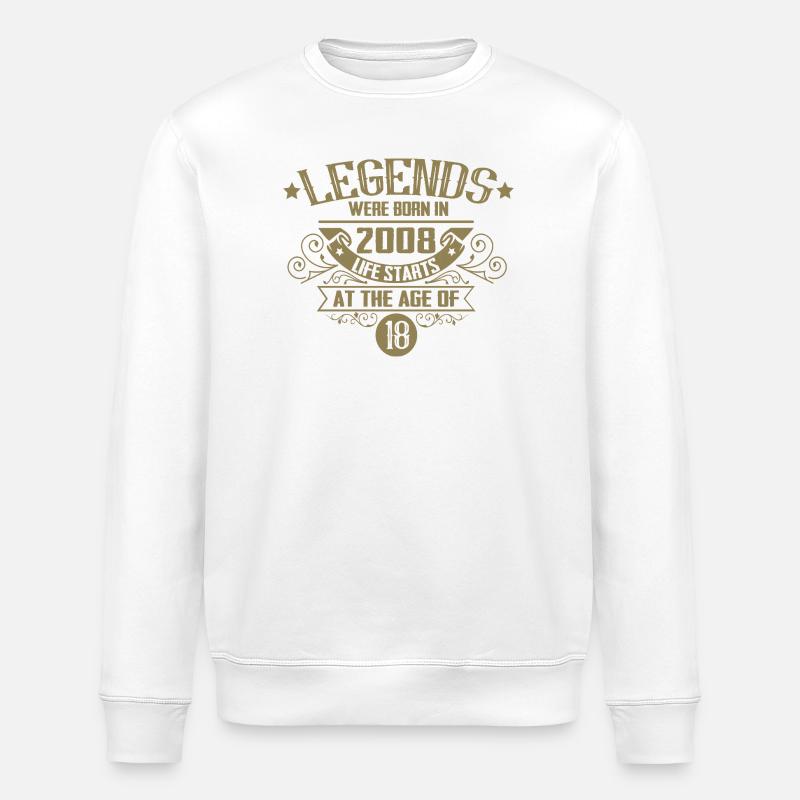 18e anniversaire Millésime 2008 Légendes - Sweat bio ROLLER Stanley/Stella Unisexe - blanc