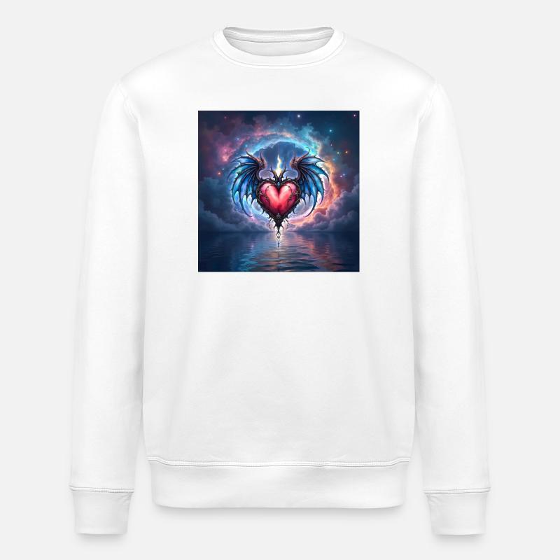 Geflügeltes Herz des kosmischen Feuers - Stanley/Stella Unisex Bio-Sweatshirt ROLLER - Weiß
