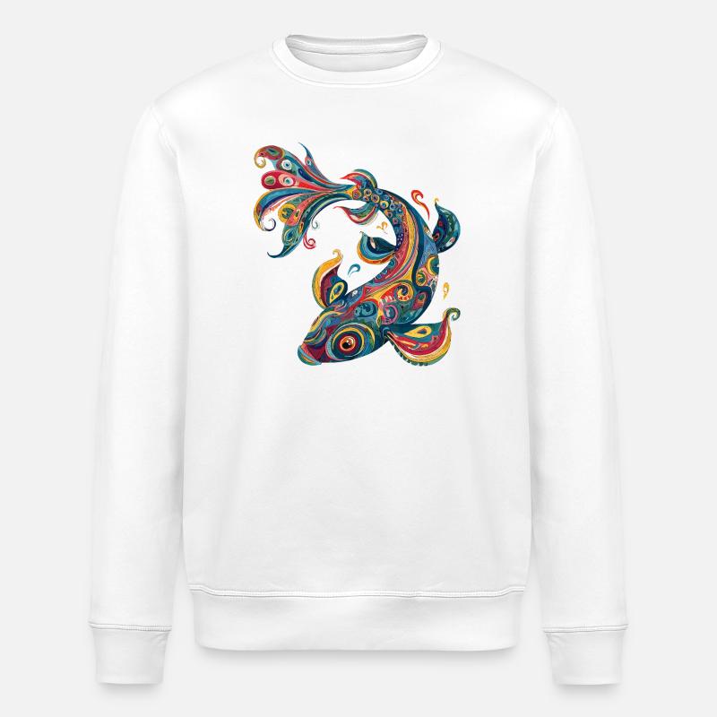 Farbwirbelfisch Muster - Stanley/Stella Unisex Bio-Sweatshirt ROLLER - Weiß