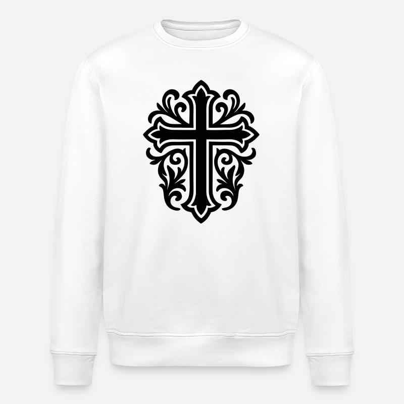 Symbole de croix chrétien - Sweat bio ROLLER Stanley/Stella Unisexe - blanc