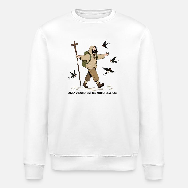 Pilgrim, Love one another - Stanley/Stella ROLLER Unisex Organic Sweatshirt - white