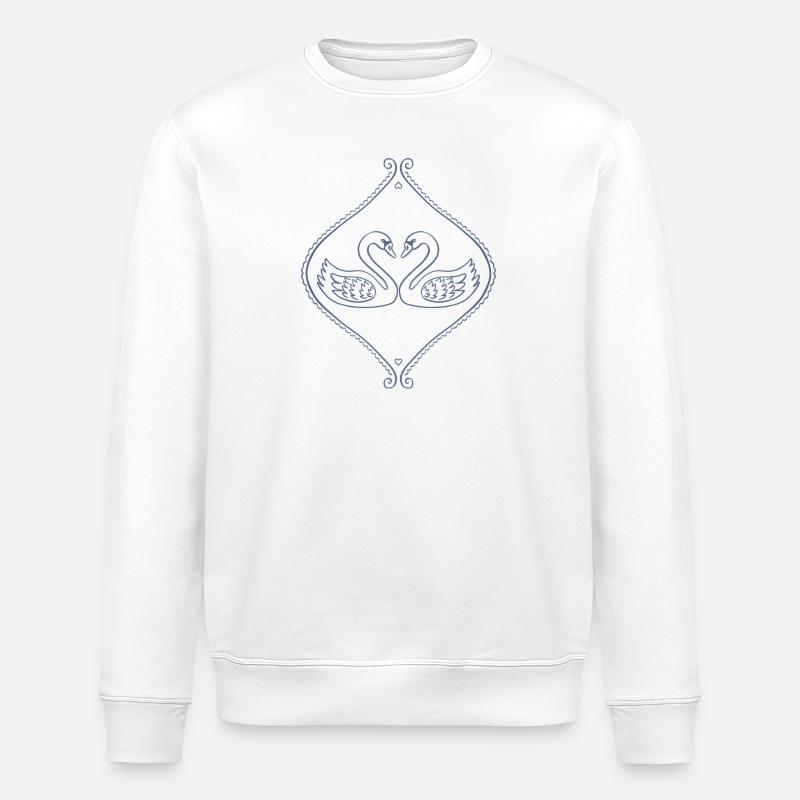 Blue Swans in Ornate Frame - Stanley/Stella ROLLER Unisex Organic Sweatshirt - white
