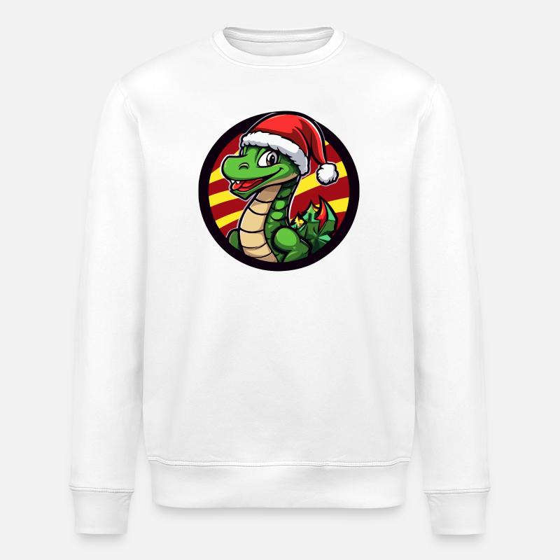 Dino Santa im Weihnachtskreis - Stanley/Stella Unisex Bio-Sweatshirt ROLLER - Weiß