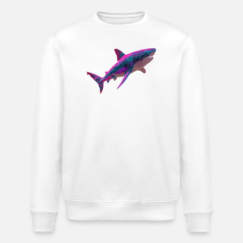 Graphique de requin néon Cyberpunk lumineux - Sweat bio ROLLER Stanley/Stella Unisexe - blanc