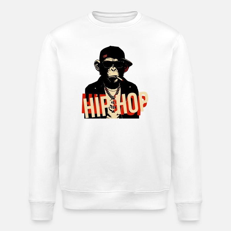 Hip-Hop-Schimpansen-Bling-Ikone - Stanley/Stella Unisex Bio-Sweatshirt ROLLER - Weiß