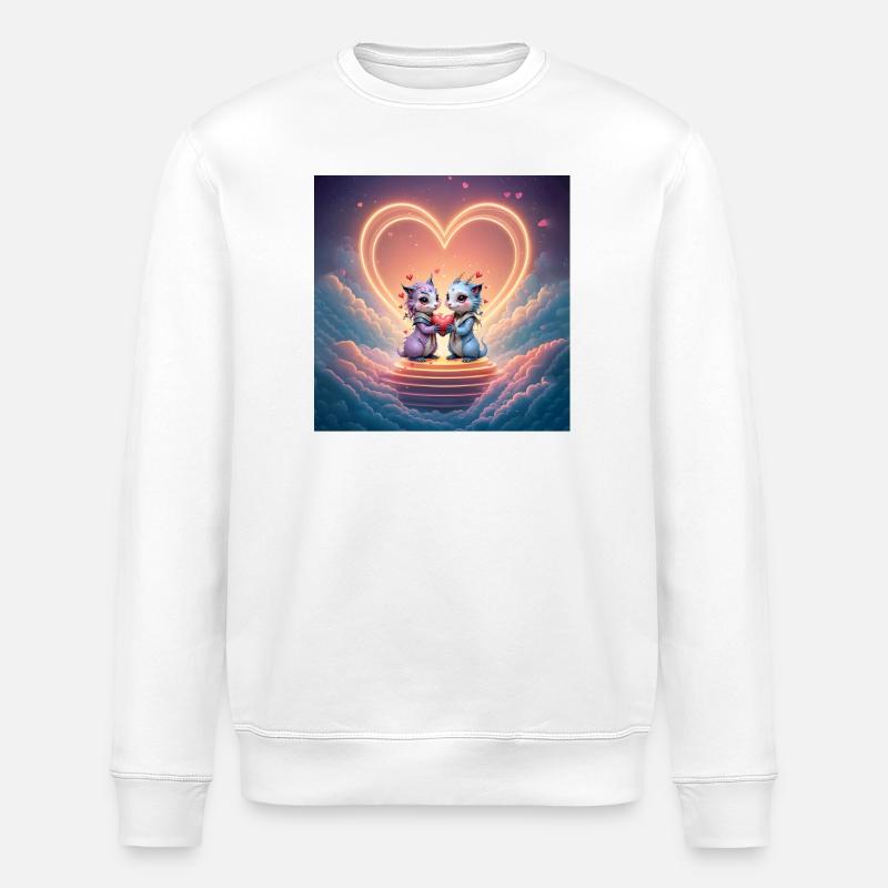 Neon Dragons in Love - Stanley/Stella ROLLER Unisex Organic Sweatshirt - white