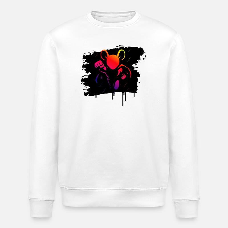 Superhéros Souris Néon Héros Gradient Cartoon - Sweat bio ROLLER Stanley/Stella Unisexe - blanc