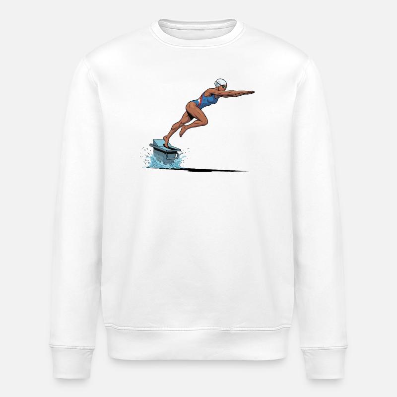 Schwimmersprung auf dem Surfbrett - Stanley/Stella Unisex Bio-Sweatshirt ROLLER - Weiß