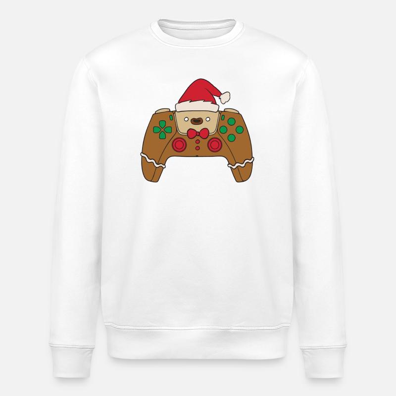 Gingerbread Video Game Controller Christmas Player - Stanley/Stella ROLLER Unisex Organic Sweatshirt - white