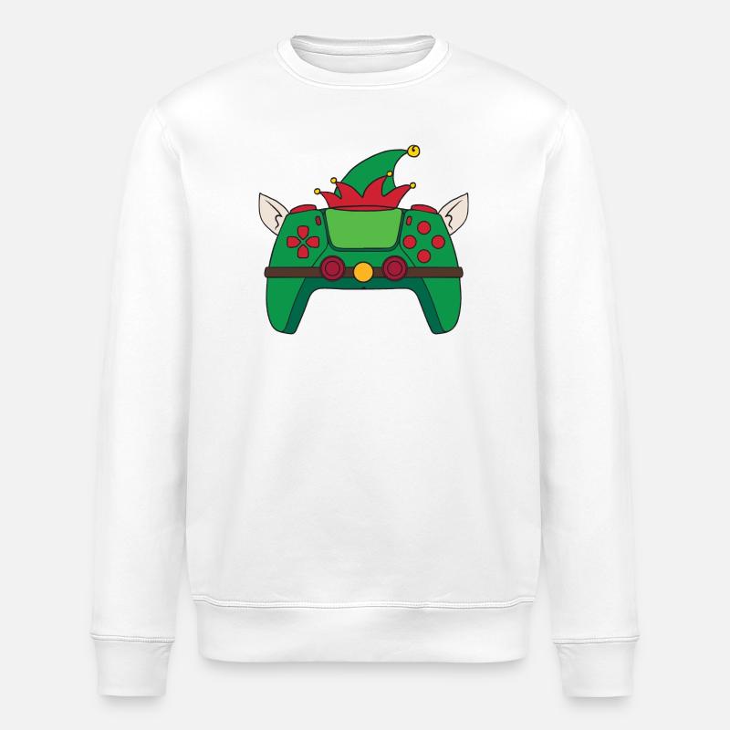 Elf Videospiel-Controller Weihnachts-Gamer-Elf - Stanley/Stella Unisex Bio-Sweatshirt ROLLER - Weiß
