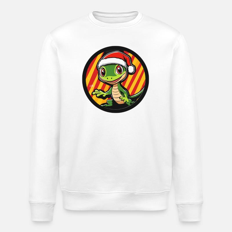 Dessin animé de Gecko de Noël - Sweat bio ROLLER Stanley/Stella Unisexe - blanc
