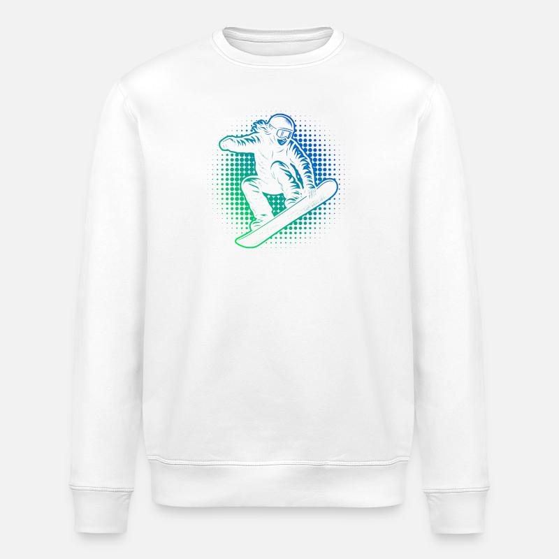 Neon Snowboarder Halftone - Stanley/Stella Unisex Bio-Sweatshirt ROLLER - Weiß