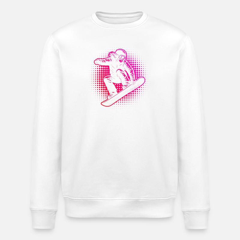 Neon Snowboarder Halftone Stil - Stanley/Stella Unisex Bio-Sweatshirt ROLLER - Weiß