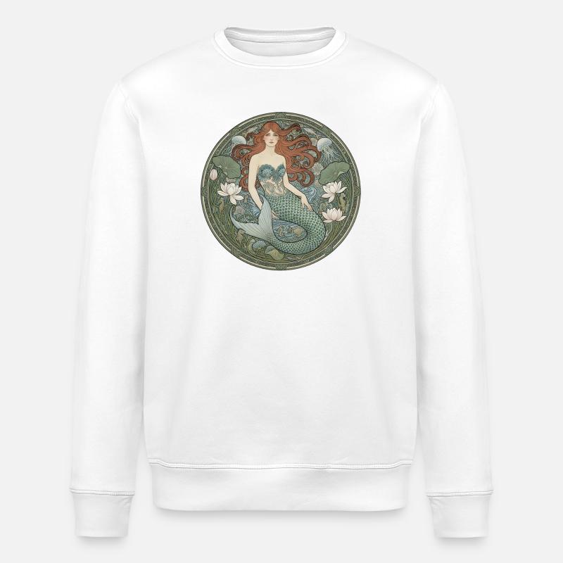 Sirène dans le cercle Art nouveau - Sweat bio ROLLER Stanley/Stella Unisexe - blanc