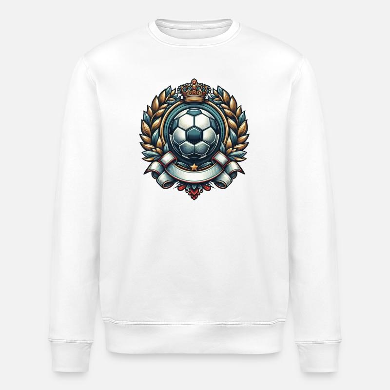 Fussball Logo mit Krone - Stanley/Stella Unisex Bio-Sweatshirt ROLLER - Weiß