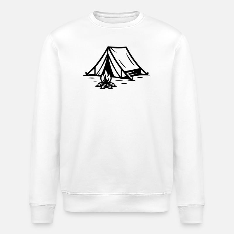 Tent Campfire - Stanley/Stella ROLLER Unisex Organic Sweatshirt - white