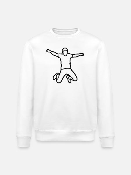 Jumping Person – Minimalist Drawing - Stanley/Stella ROLLER Unisex Organic Sweatshirt - white