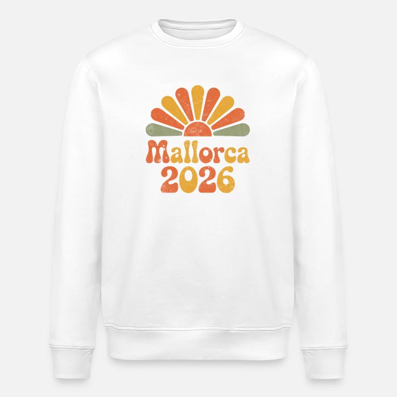 Mallorca Sonnenaufgang 2026 - Stanley/Stella Unisex Bio-Sweatshirt ROLLER - Weiß