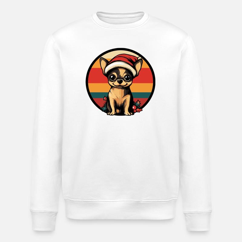 Chihuahua Santa im Retro-Ring - Stanley/Stella Unisex Bio-Sweatshirt ROLLER - Weiß