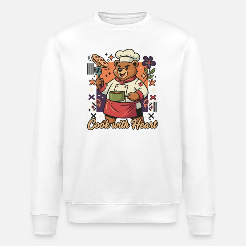 Kochbär mit Herz - Stanley/Stella Unisex Bio-Sweatshirt ROLLER - Weiß
