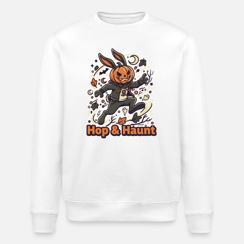 Hop & Haunt Halloween Hase - Stanley/Stella Unisex Bio-Sweatshirt ROLLER - Weiß