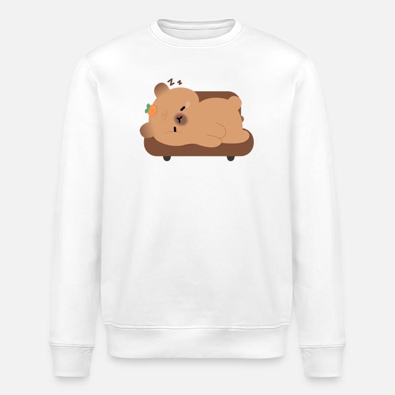 Schläfrige Müde Capybara - Stanley/Stella Unisex Bio-Sweatshirt ROLLER - Weiß