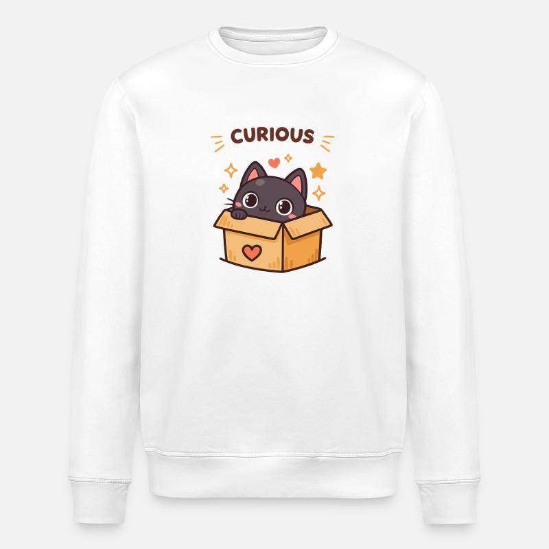 Neugierige Katze in einer Kiste - Stanley/Stella Unisex Bio-Sweatshirt ROLLER - Weiß