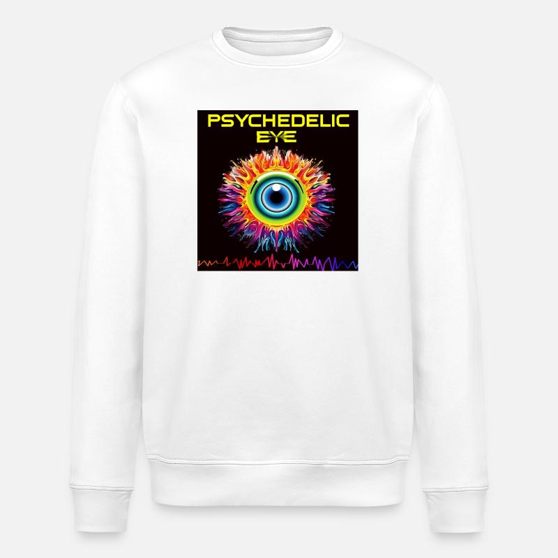 Psychedelic Eye Fire - Stanley/Stella ROLLER Unisex Organic Sweatshirt - white