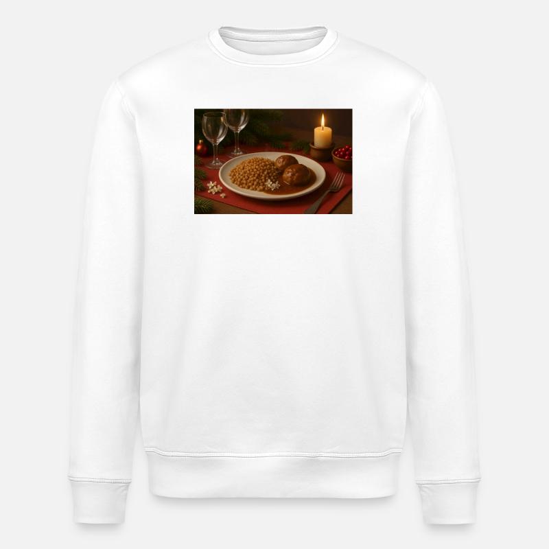 Assiette festive de boulettes de sarrasin - Sweat bio ROLLER Stanley/Stella Unisexe - blanc