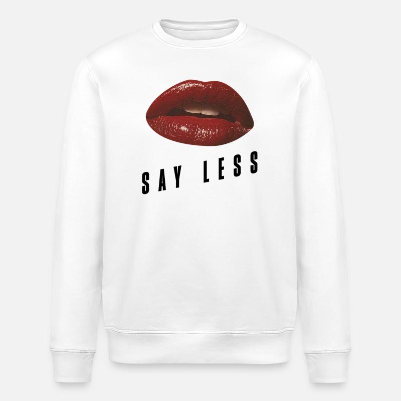 Red Lips Minimal – Bold Statement - Stanley/Stella ROLLER Unisex Organic Sweatshirt - white