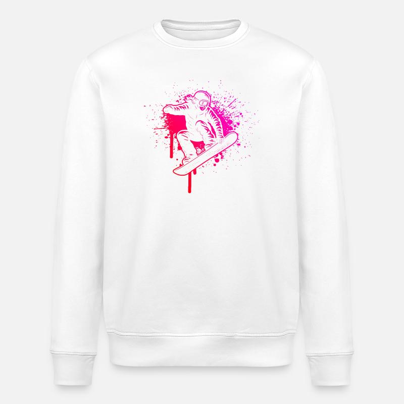 Minimalistisches Snowboard Motiv - Stanley/Stella Unisex Bio-Sweatshirt ROLLER - Weiß