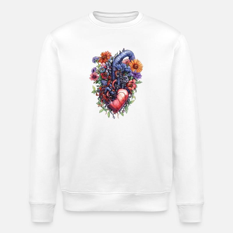 Floral Herz Steampunk - Stanley/Stella Unisex Bio-Sweatshirt ROLLER - Weiß