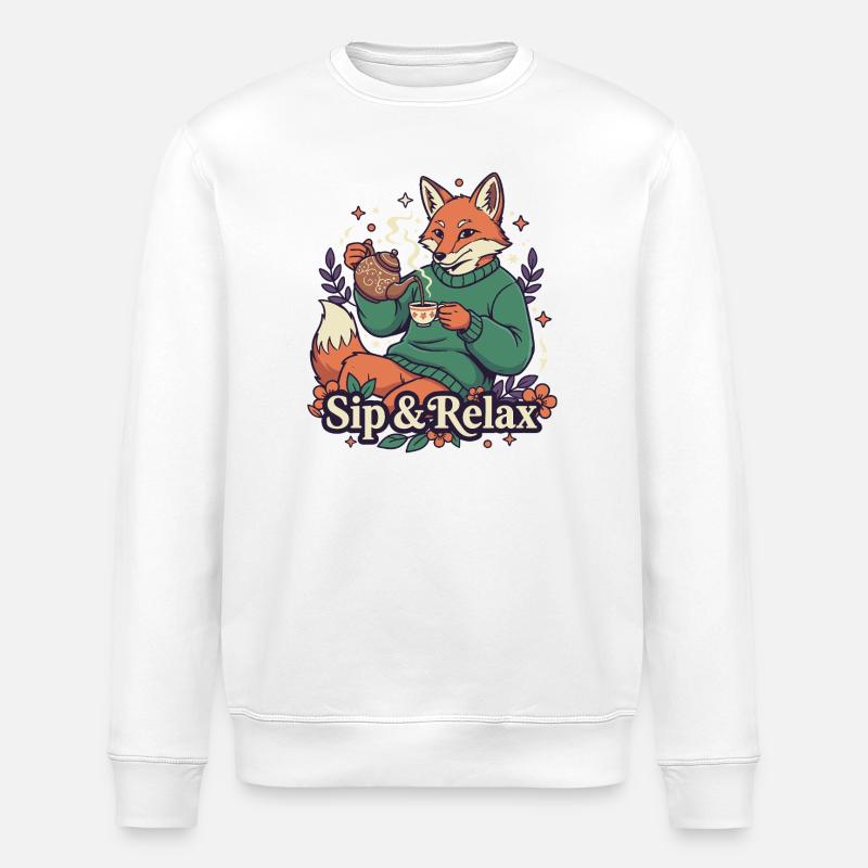 Fuchs Teezeit – Ruhe genießen - Stanley/Stella Unisex Bio-Sweatshirt ROLLER - Weiß