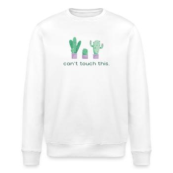 Can’t Touch This Kaktus Lustiger Spruch - Stanley/Stella Unisex Bio-Sweatshirt ROLLER - Weiß - Vorne - Nik (191cm)