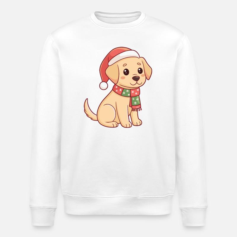 Chiot Noël Scintillant - Sweat bio ROLLER Stanley/Stella Unisexe - blanc