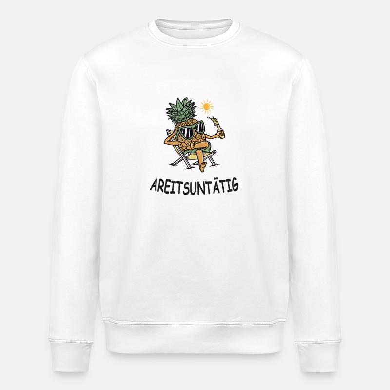 Arbeitsuntätig – Lustige Ananas im Urlaubsmodus - Stanley/Stella Unisex Bio-Sweatshirt ROLLER - Weiß