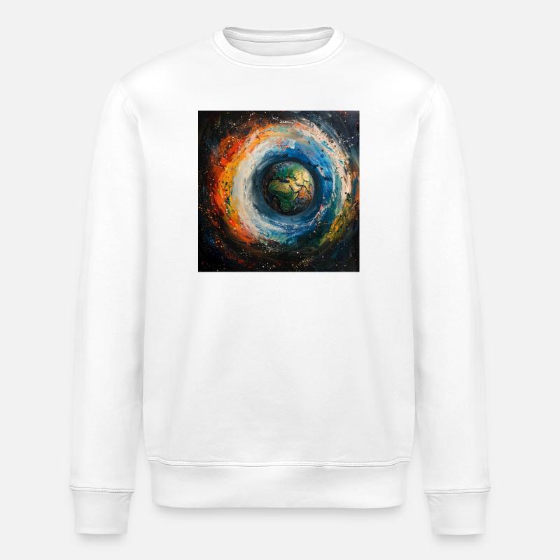 Erdwelt im Farbwirbel - Stanley/Stella Unisex Bio-Sweatshirt ROLLER - Weiß