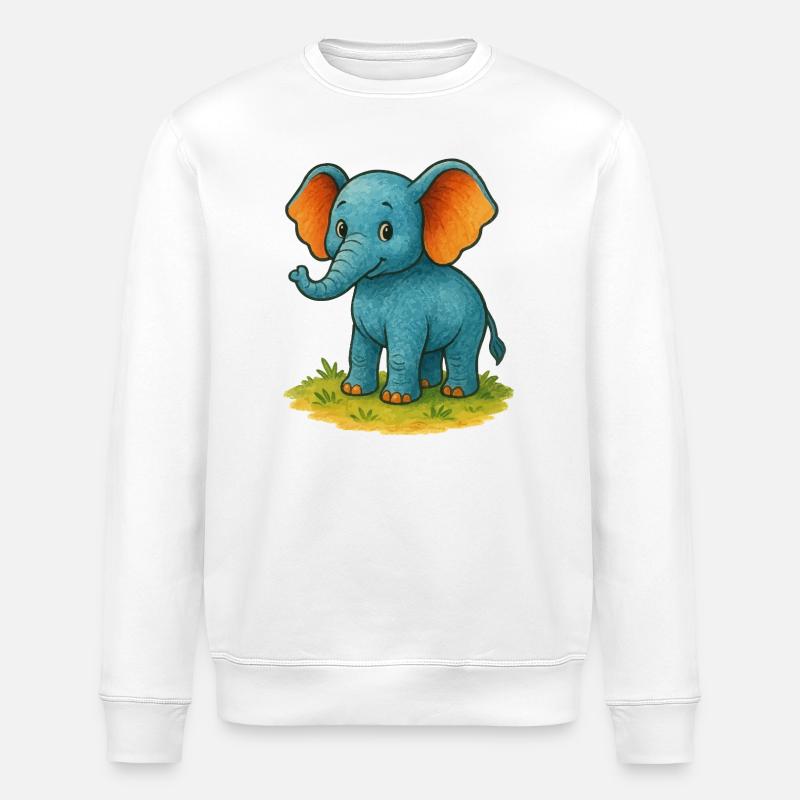 Elephant Comic - Stanley/Stella ROLLER Unisex Organic Sweatshirt - white