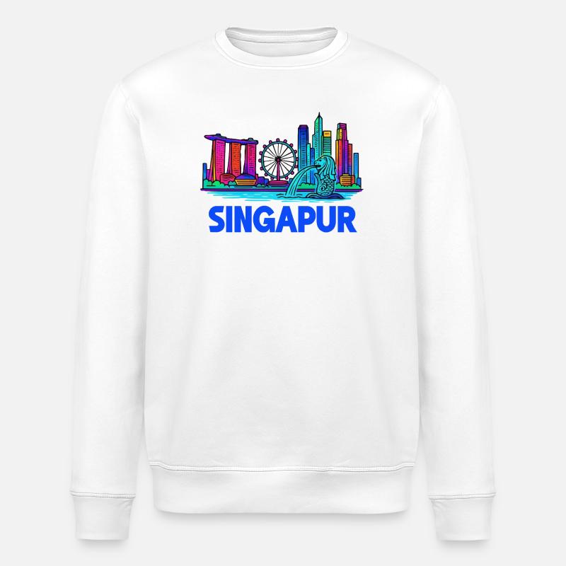 Skyline von Singapur - Stanley/Stella Unisex Bio-Sweatshirt ROLLER - Weiß