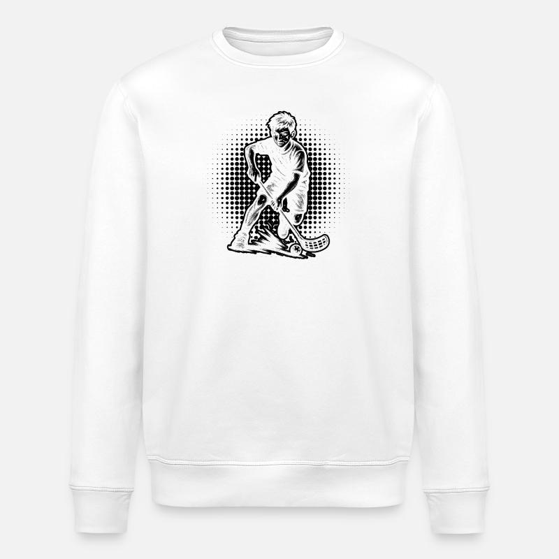Charakterstarkes Floorball Design - Stanley/Stella Unisex Bio-Sweatshirt ROLLER - Weiß