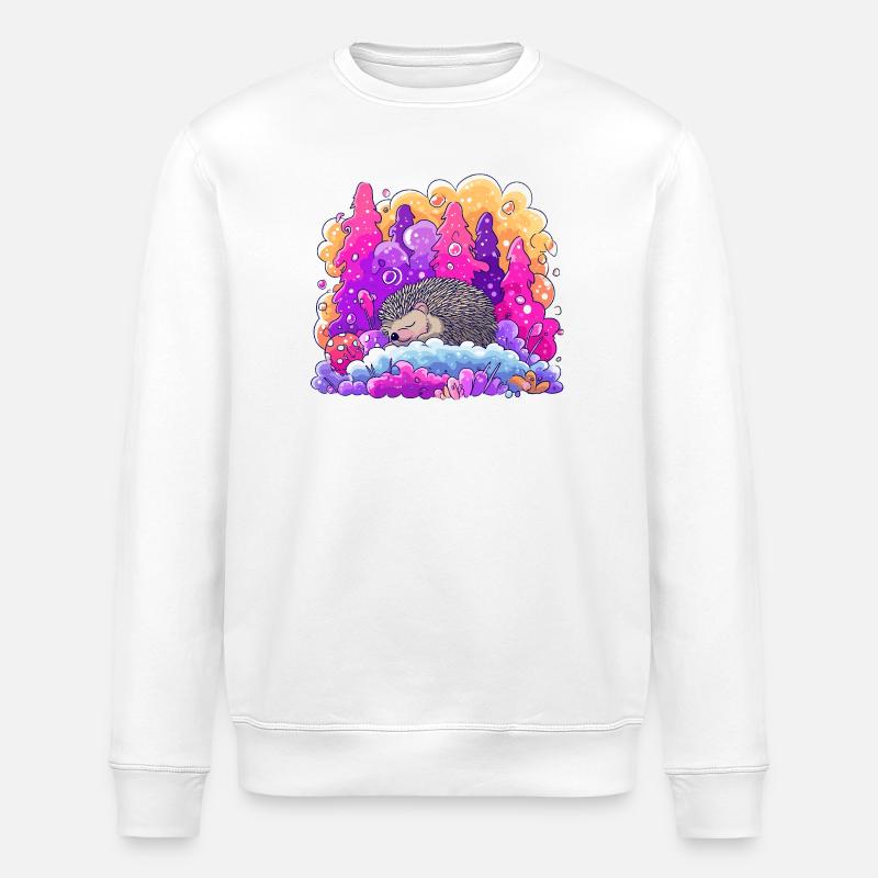 Schlafender Igel im Neonwald - Stanley/Stella Unisex Bio-Sweatshirt ROLLER - Weiß