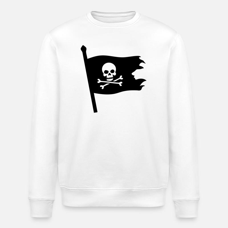 Piraten Totenkopf Jolly Roger - Stanley/Stella Unisex Bio-Sweatshirt ROLLER - Weiß