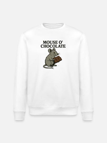 Mouse o'Chocolate Pun Mouse Chocolate - Stanley/Stella ROLLER Unisex Organic Sweatshirt - white