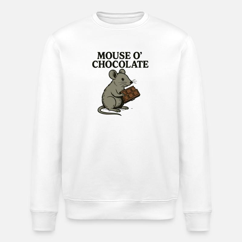 Mouse o'Chocolate Pun Mouse Chocolate - Stanley/Stella ROLLER Unisex Organic Sweatshirt - white