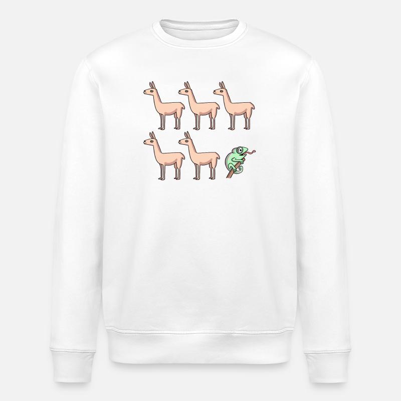 Llama Chameleon - Stanley/Stella ROLLER Unisex Organic Sweatshirt - white