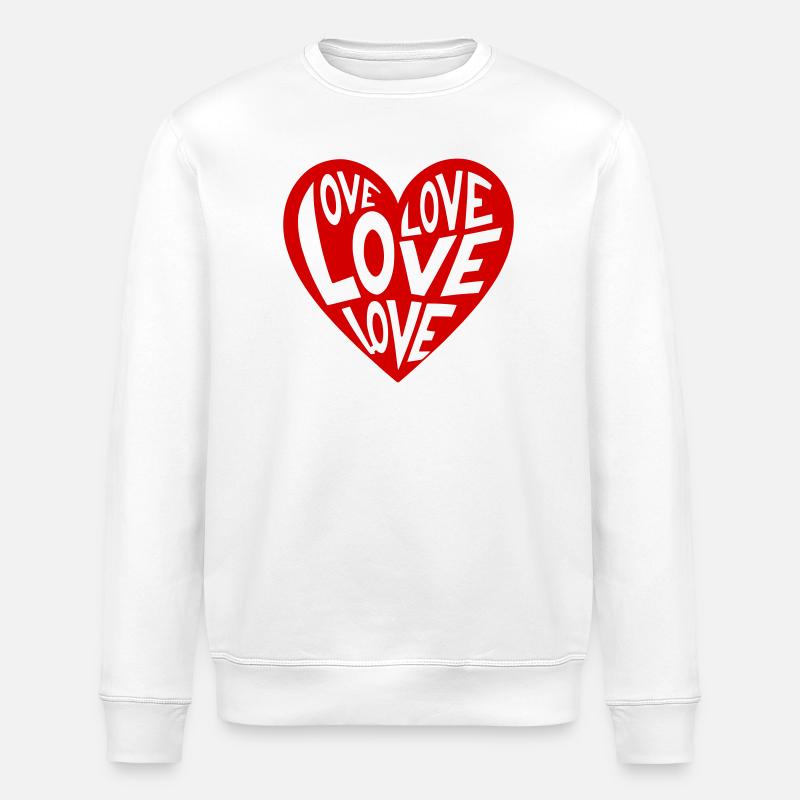 Heart Love Typo Pattern - Stanley/Stella ROLLER Unisex Organic Sweatshirt - white
