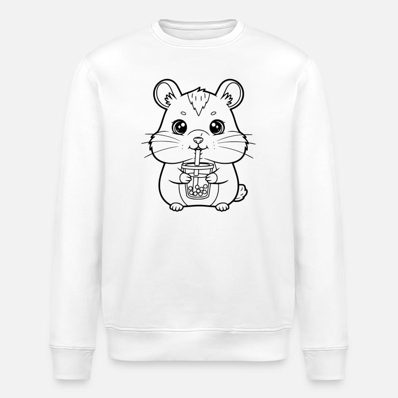 Hamster mit Becher - Stanley/Stella Unisex Bio-Sweatshirt ROLLER - Weiß