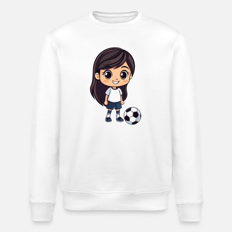 Kicker Mädchen Cartoon - Stanley/Stella Unisex Bio-Sweatshirt ROLLER - Weiß