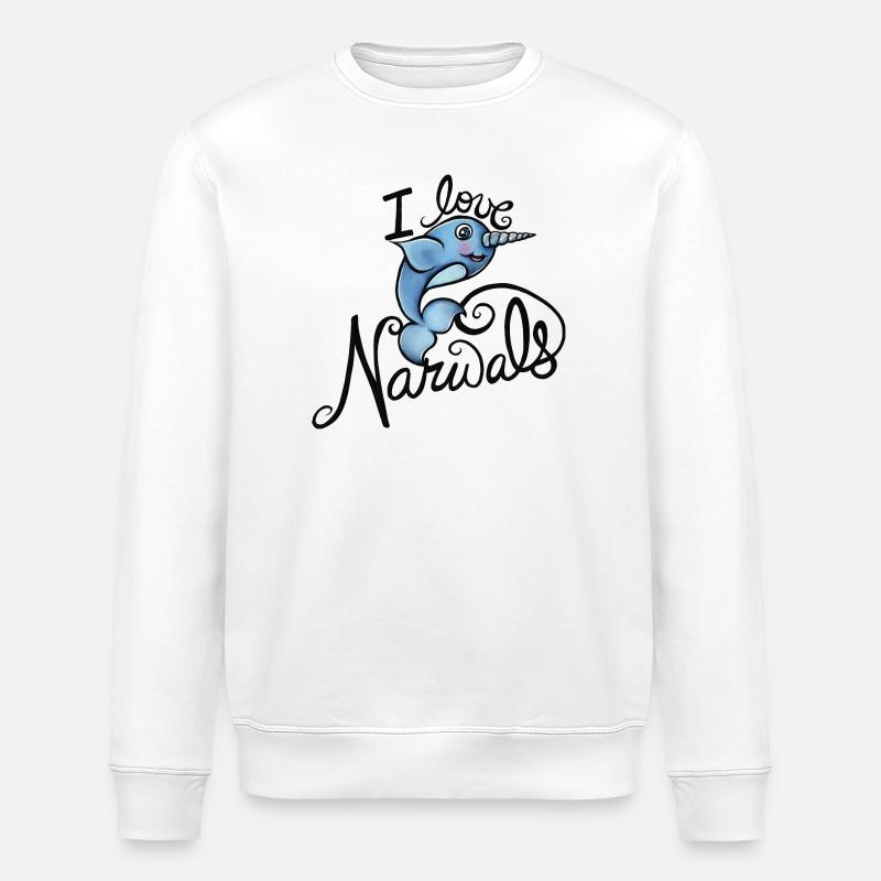 Narwal-Liebes-Illustration - Stanley/Stella Unisex Bio-Sweatshirt ROLLER - Weiß